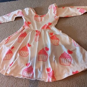 Monica + Andy Long Sleeve Toddler Dress with Cupcakes